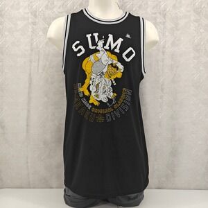 Athletic Knit Sumo Sankaku Division Jersey Mens Large Black Graphic Mesh Tank